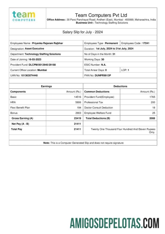 Imprimível Modelo de comprovante de salário da equipe de computadores em formatos Word e PDF.pdf, 1